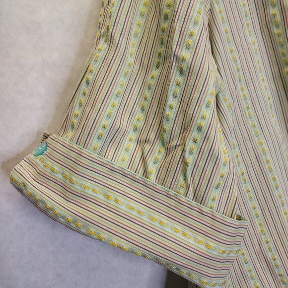2 Button Up Shirt Women 14/16 Lane Bryant Stripe 3/4 Sleeve Venezia Purple Strec - Picture 4 of 16